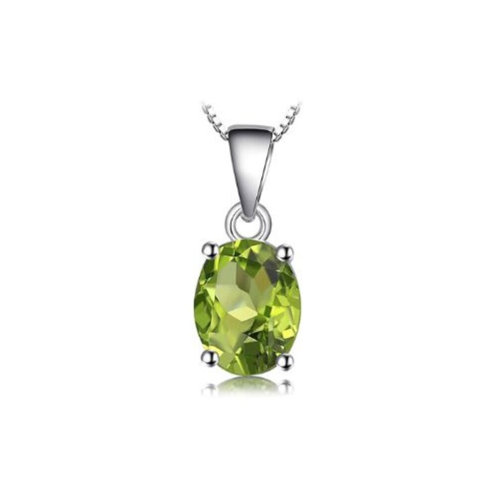 π 2.21ct Peridot Pendant - 925 Sterling Silver - Picture 4 of 6